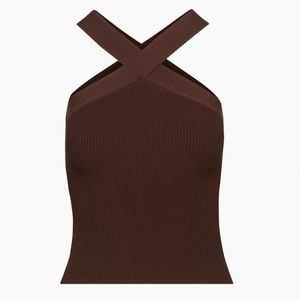 Aritzia Babaton Sculpt Knit Criss Cross Tank in Coffee Bean